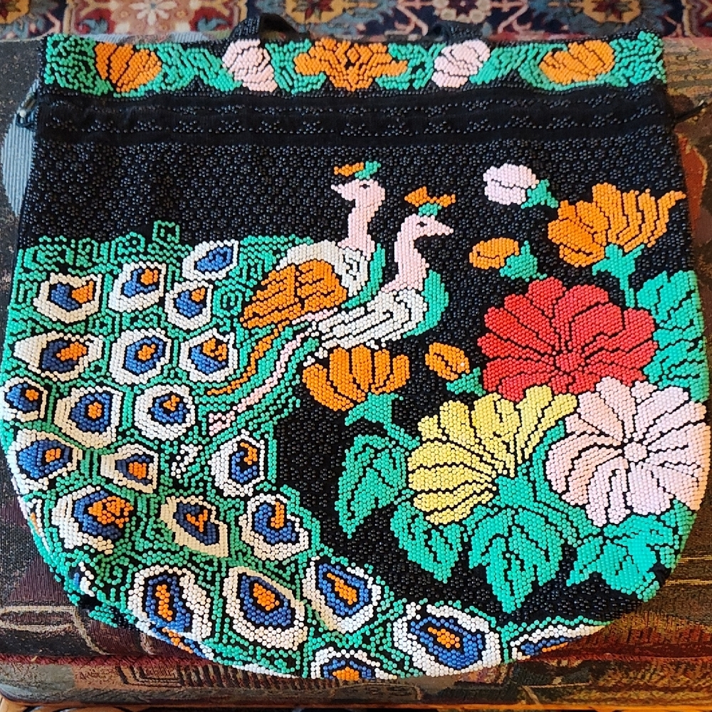 Paris Beaded Handbag with Floral Accents